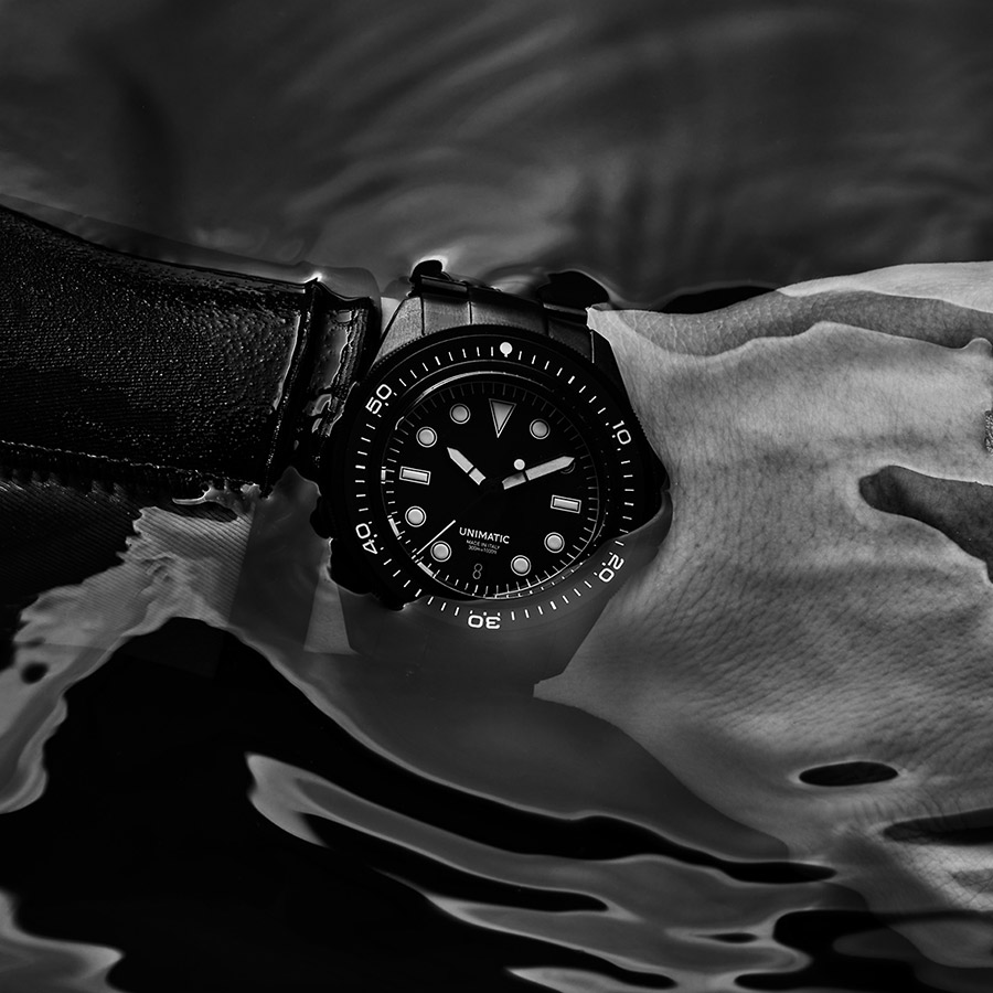UNIMATIC All-Black Swiss Diver - Modello Uno U1S-MD
